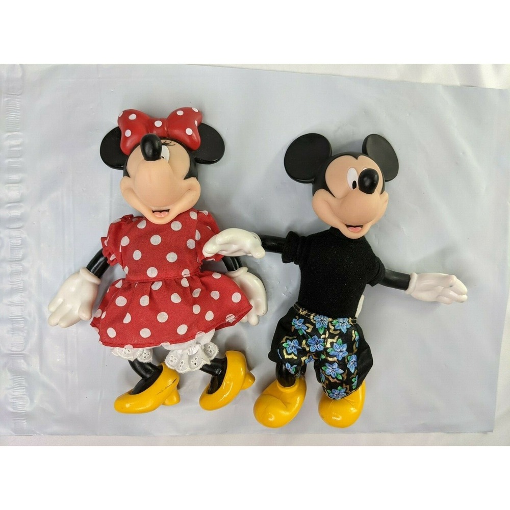 Disney Mickey Minnie Mouse 9 Inch Doll Plush Vinyl Head Hand Feet Stuffed Animal